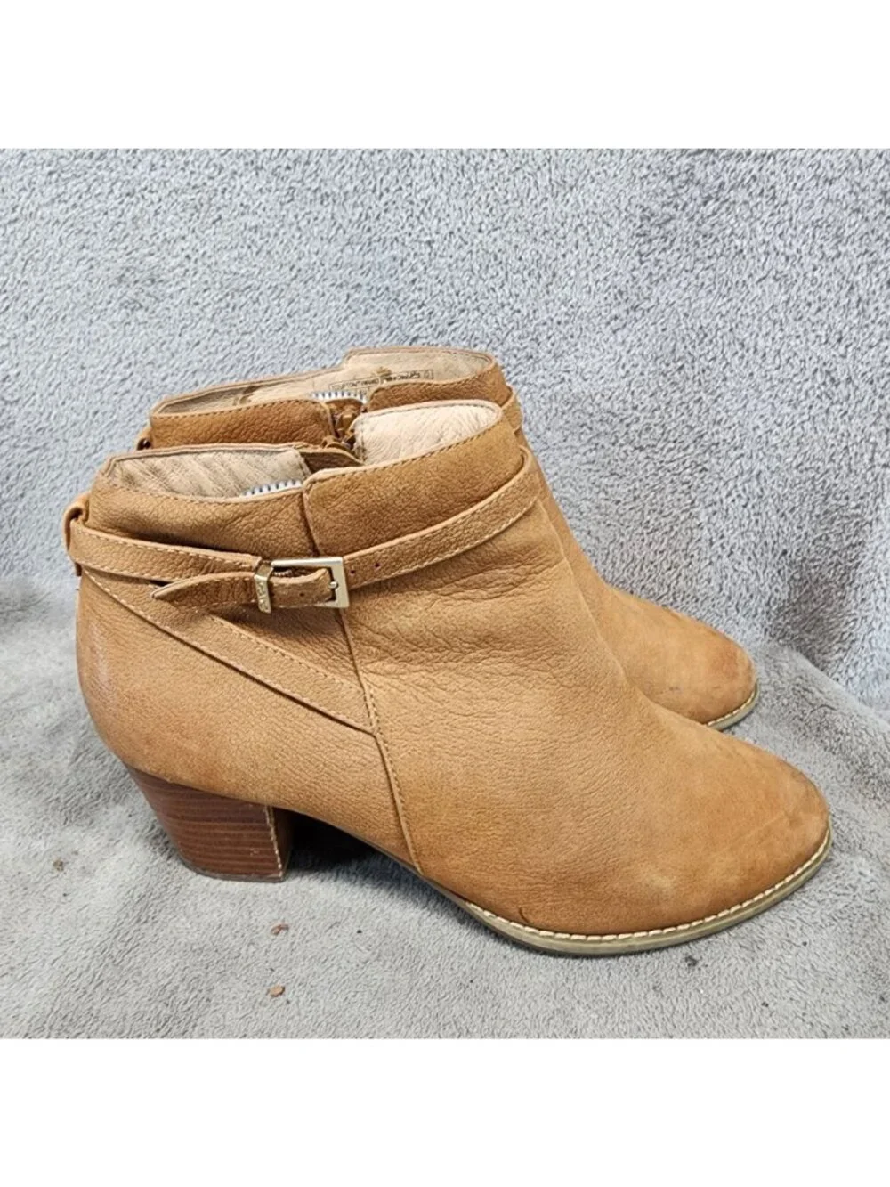 Vionic Shoes Womens Size 10 Brown Leather Upton Side Zip Ankle Boots *Read*